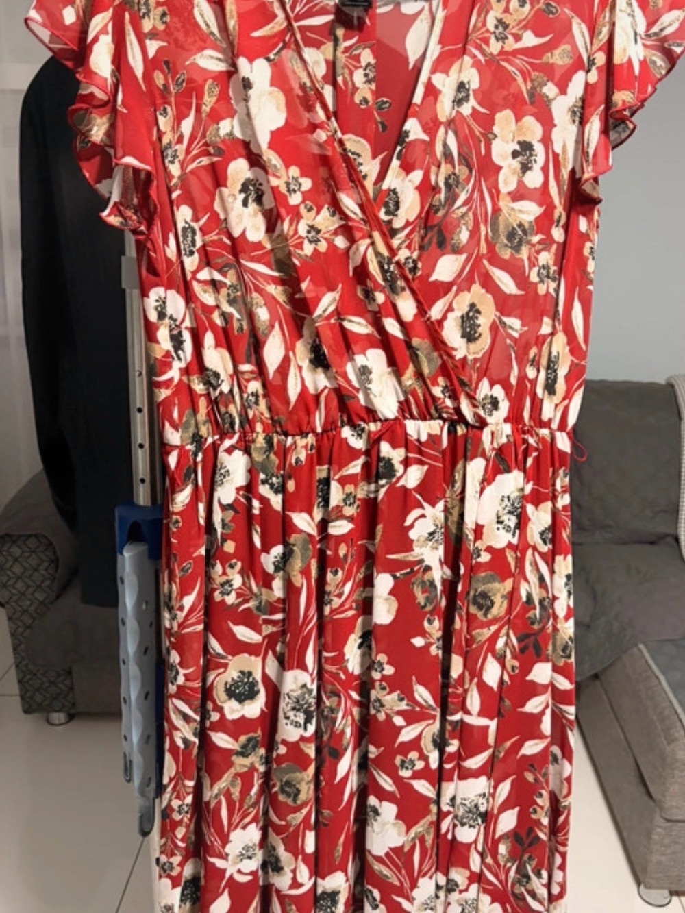 Floral Wrap Maxi Dress in Red - Womens